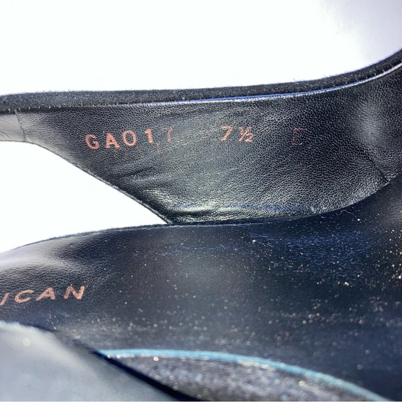 Good American Black Suede Leather Slingback Pointed Toe Pump Heels 7.5 - Picture 5 of 6